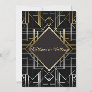 Classic Gatsby Deco Wedding Invitation G
