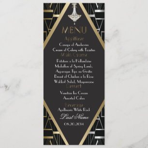 Classic Gatsby Deco Wedding Menu Chandelier