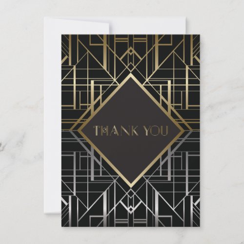 Classic Gatsby Deco Wedding Thank You 2 Custom Invite