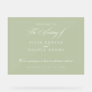 Classic Geen Calligraphy Wedding Welcome Sign