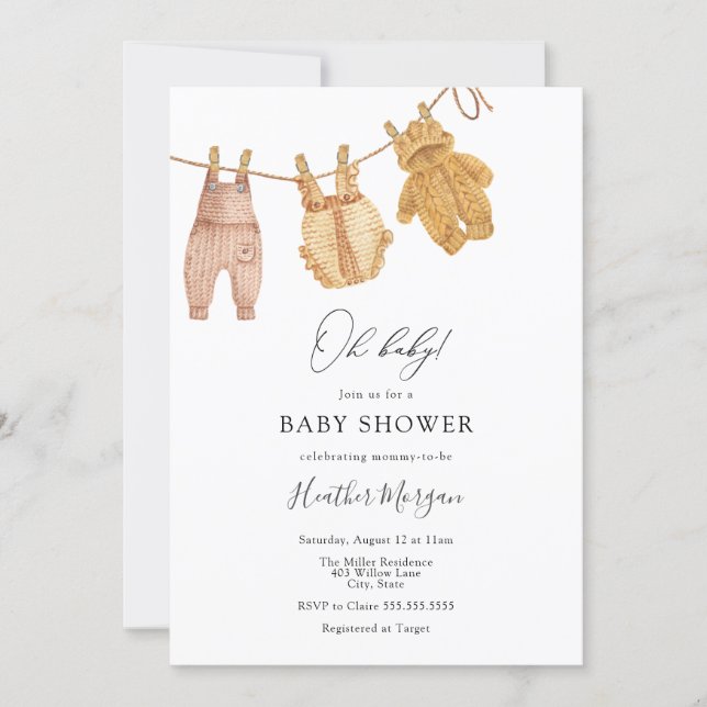 Classic Gender Neutral Baby Shower Invitation (Front)