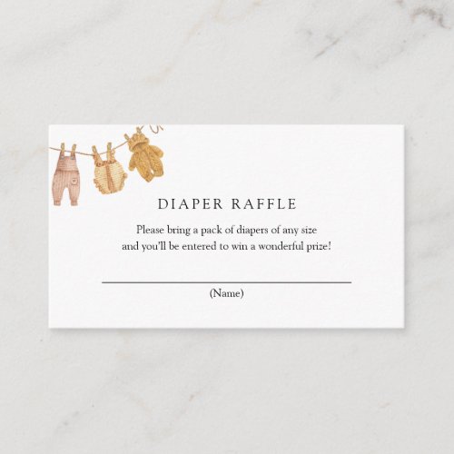 Classic Gender Neutral Diaper Raffle Card