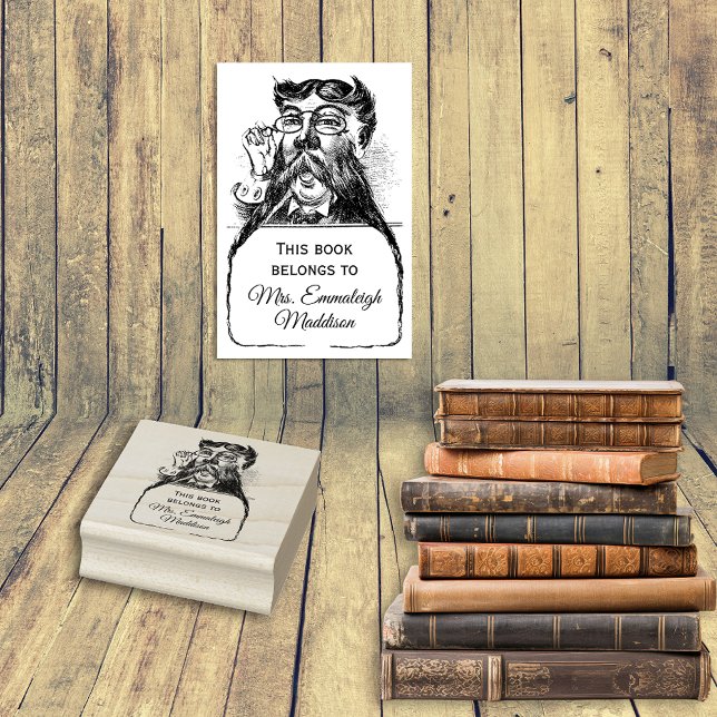 Classic Gent Librarian Vintage Moustache Male Rubber Stamp (Creator Uploaded)