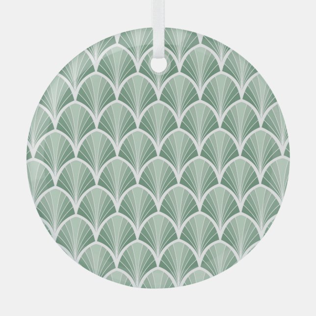 Classic Geometric: Art Deco Seamless Style Glass Ornament (Front)