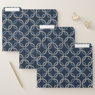Classic Geometric Circle Pattern in Navy File Folder