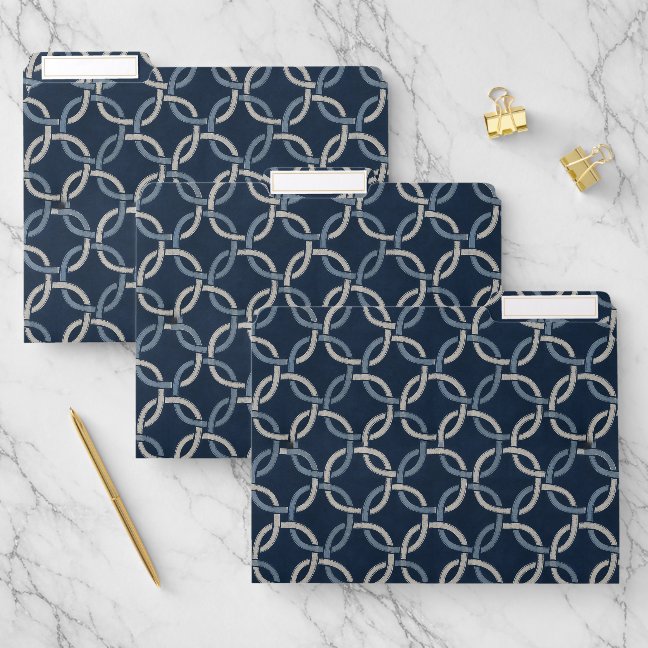 Classic Geometric Circle Pattern in Navy File Folder