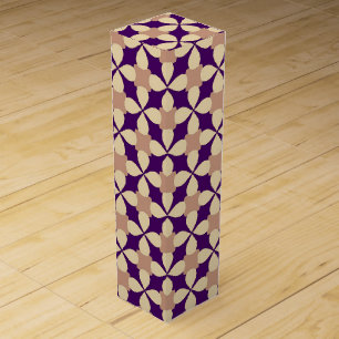 Classic Geometric Cross Pattern in Muted Colors Wine Box