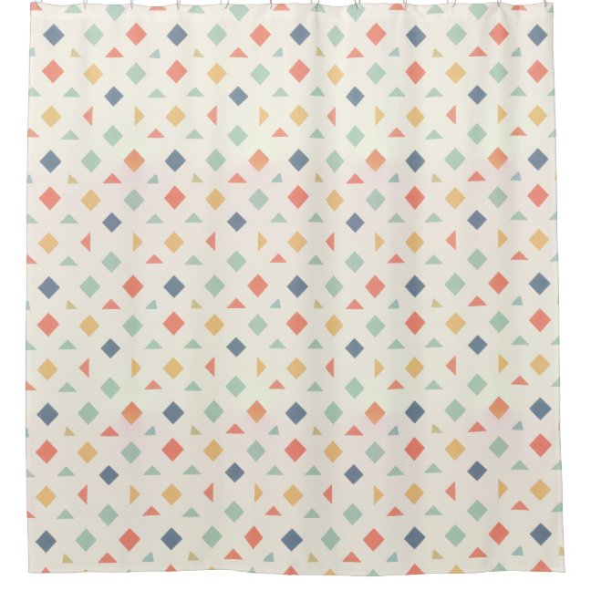 Classic Geometric Diamond Pattern in Earthy Pastel Shower Curtain