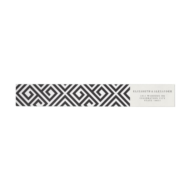 Classic Geometric Greek Key Modern Wedding Address Wrap Around Label (Individual)