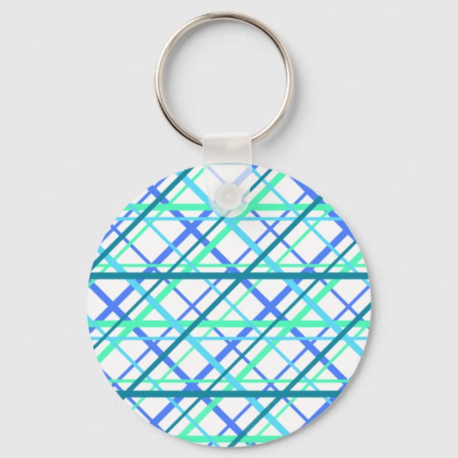 Classic Geometric Pattern in Blues Keychain (Front)
