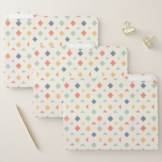 Classic Geometric Pattern in Earthy Pastel File Folder (Set)
