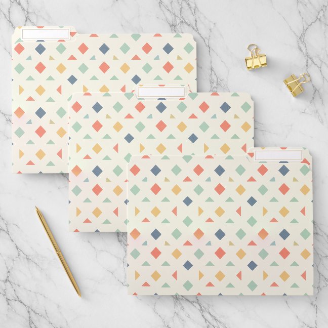 Classic Geometric Pattern in Earthy Pastel File Folder