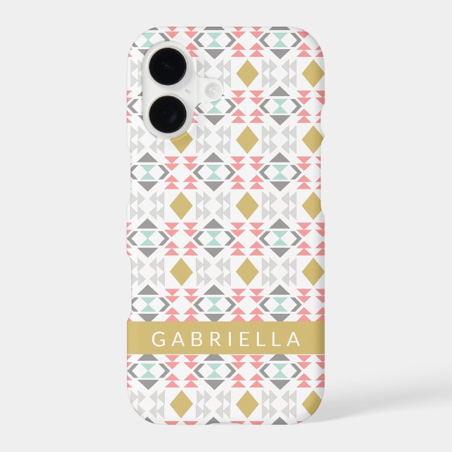 Classic Geometric Pattern in Gray Personalized  Iphone Case (Back)