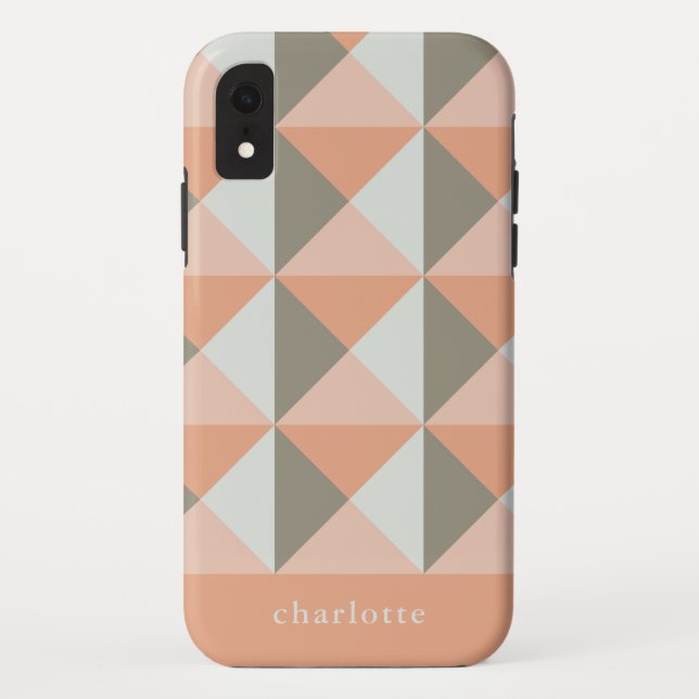 Classic Geometric Pattern Peach Taupe Personalized Case-Mate iPhone Case (Back)