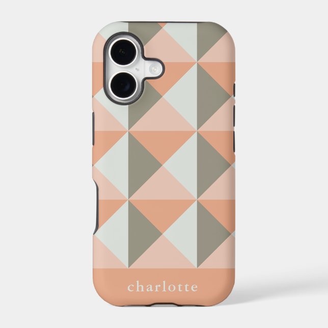 Classic Geometric Pattern Peach Taupe Personalized Iphone Case (Back)