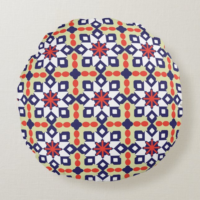 Classic Geometric: Seamless Ornamental Design Round Pillow (Front)