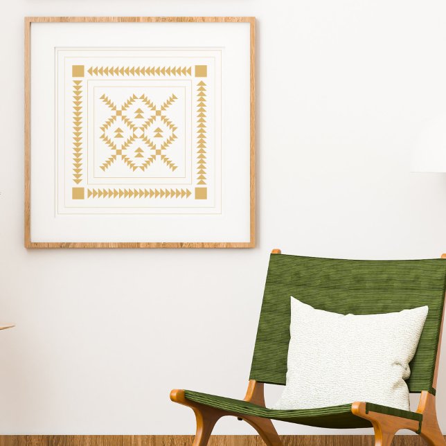 Classic Geometric Shapes Quilt Block in Gold Poster (Creator Uploaded)