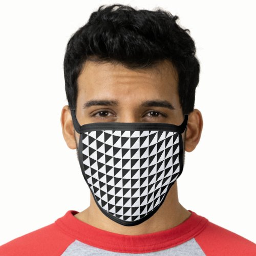 Classic geometric triangle pattern black and white face mask