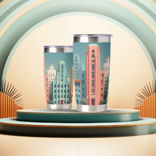Classic Geometry of Art Deco Skyscrapers Insulated Tumbler