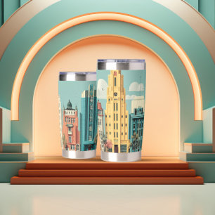 Classic Geometry of Art Deco Skyscrapers Insulated Tumbler