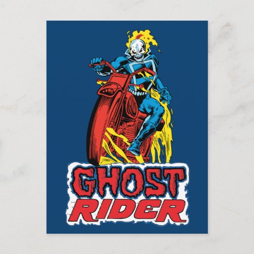 Classic Ghost Rider On Flaming Motorcycle Postcard