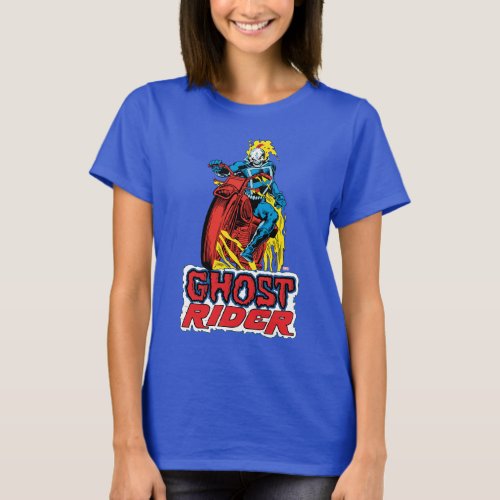 Classic Ghost Rider On Flaming Motorcycle T_Shirt