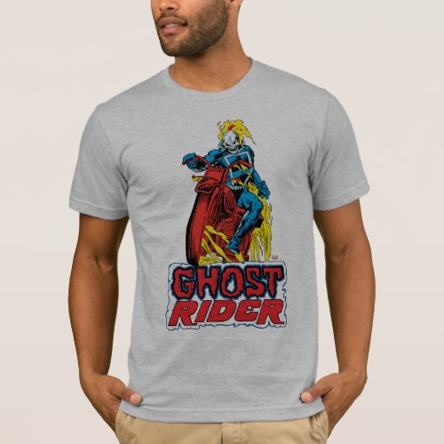 Classic Ghost Rider On Flaming Motorcycle T_Shirt
