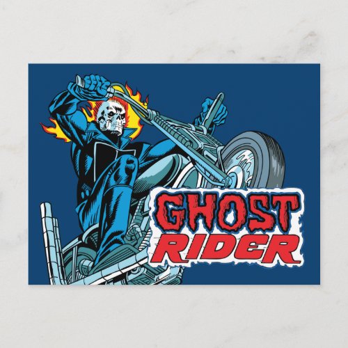 Classic Ghost Rider Riding Motorcycle Postcard