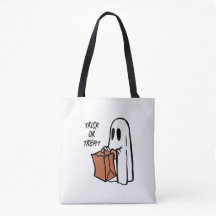 Classic Ghost with Bag Trick or Treat Candy Bag