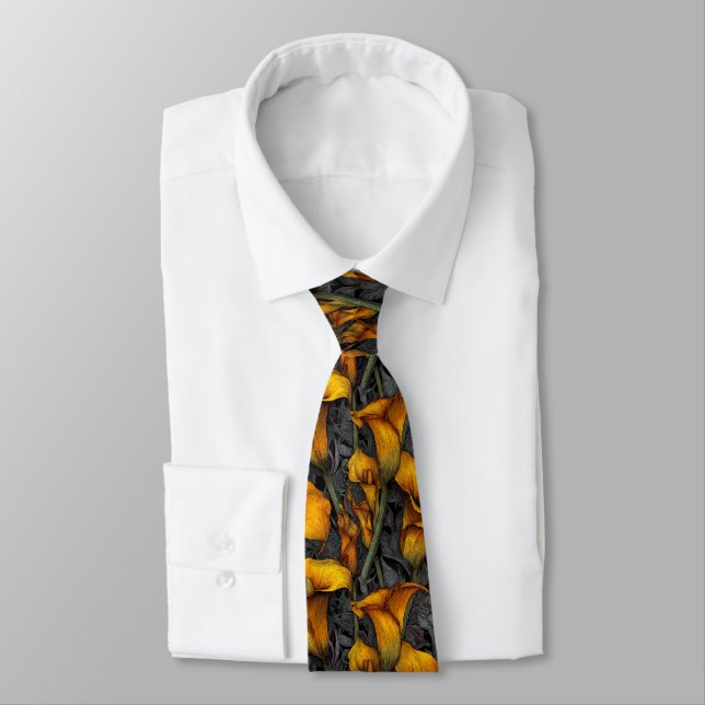Classic Gifts For Him Calla Lilies Flower Neck Tie (Tied)