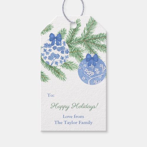 Classic Ginger Jar Ornaments Happy Holidays Gift Tags