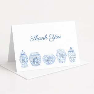 Classic Ginger Jars Blue And White Southern Letterpress Thank You Card