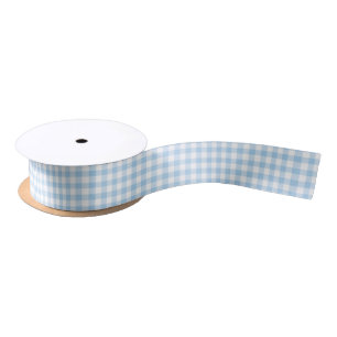 Classic Gingham Baby Blue Satin Ribbon