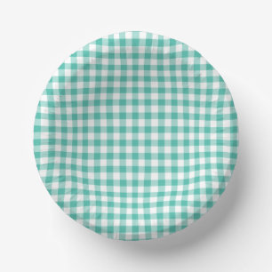 Classic Gingham Bluegrass Green Paper Bowls
