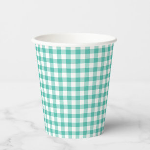 Classic Gingham Bluegrass Green Paper Cups