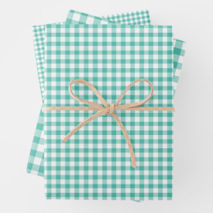 Classic Gingham Bluegrass Green Wrapping Paper Sheets