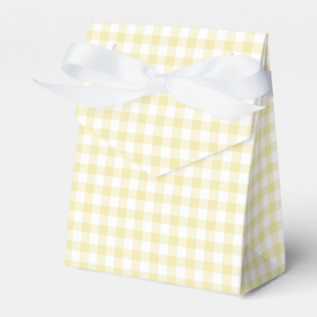 Classic Gingham Butter Yellow Favor Boxes (Front Side)