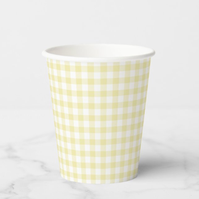 Classic Gingham Butter Yellow Paper Cups (Front)