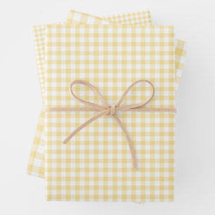 Classic Gingham Canary Yellow Wrapping Paper Sheets