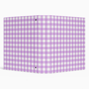 Classic Gingham Check Plaid Pattern Lilac   3 Ring Binder