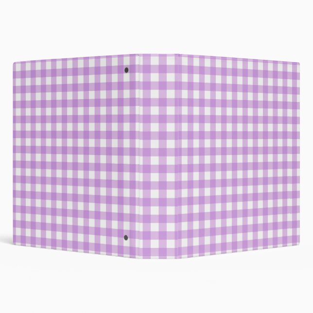 Classic Gingham Check Plaid Pattern Lilac   3 Ring Binder (Background)