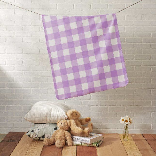 Classic Gingham Check Plaid Pattern Lilac    Baby Blanket (In Situ)