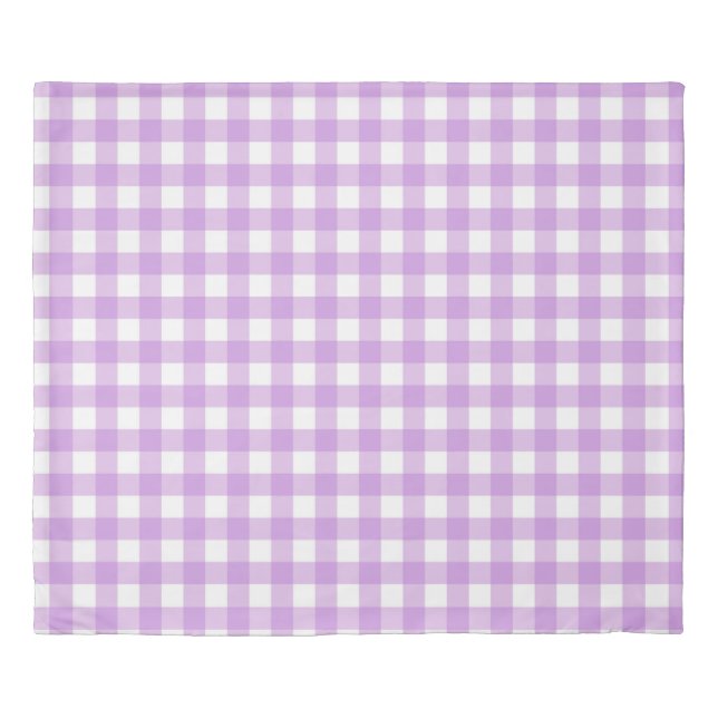 Classic Gingham Check Plaid Pattern Lilac    Duvet Cover (Front)