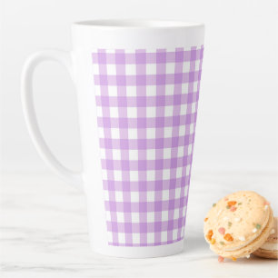 Classic Gingham Check Plaid Pattern Lilac Latte Mug