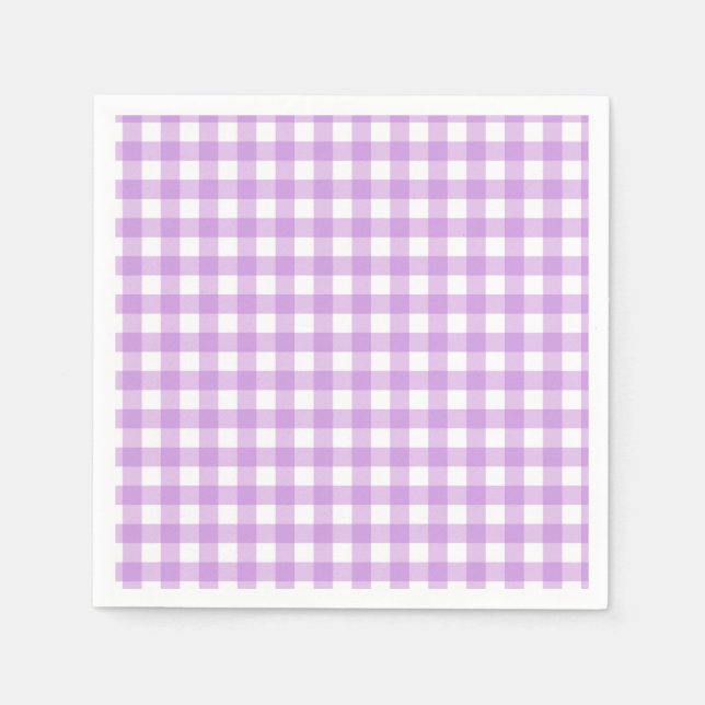 Classic Gingham Check Plaid Pattern Lilac  Napkins (Front)