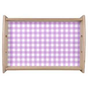 Classic Gingham Check Plaid Pattern Lilac  Serving Tray
