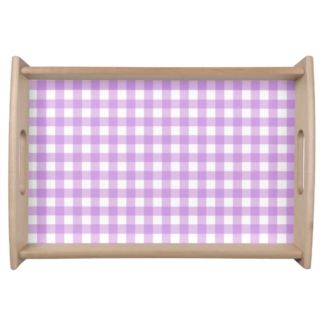 Classic Gingham Check Plaid Pattern Lilac  Serving Tray (Front)