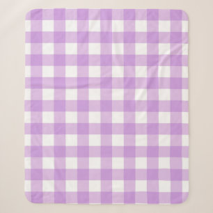 Classic Gingham Check Plaid Pattern Lilac Sherpa Blanket