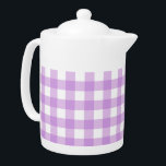 Classic Gingham Check Plaid Pattern Lilac   Teapot<br><div class="desc">Modern summer trend picnic blanket gingham plaid tartan pattern. Pastel tones aesthetic. Cute gingham design for modern home decor interior design. Colorful boho peach gingham pattern. Pastel gingham home decor and gifts. Pastel lavender purple violet gingham pattern design home decor.</div>