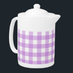Classic Gingham Check Plaid Pattern Lilac   Teapot<br><div class="desc">Modern summer trend picnic blanket gingham plaid tartan pattern. Pastel tones aesthetic. Cute gingham design for modern home decor interior design. Colorful boho peach gingham pattern. Pastel gingham home decor and gifts. Pastel lavender purple violet gingham pattern design home decor.</div>